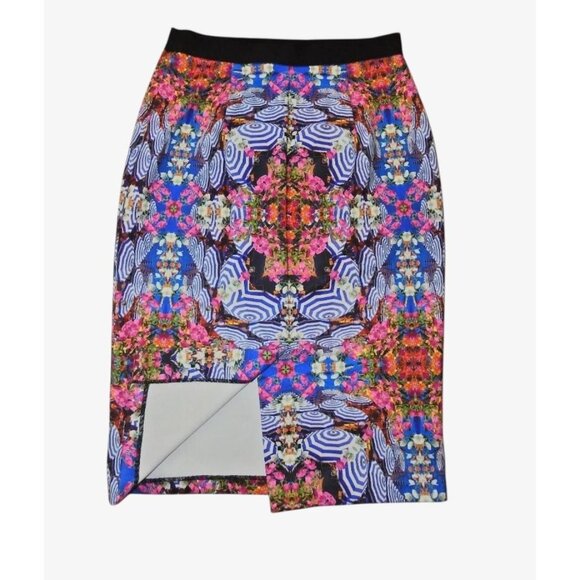 Milly Abstract Print Pencil Skirt M Multicolor Bodycon Summer Colorful EUC - Picture 3 of 6